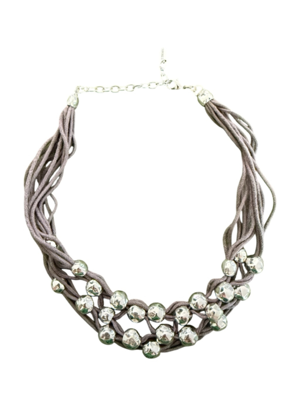St. Thomas Gray Silver Beaded Multi-Strand Necklace One Size